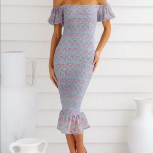 Fresh Summer Sky Midi Dress Blue